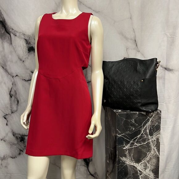 Anthropologie red mid length dress with side cut outs - Picture 8 of 9